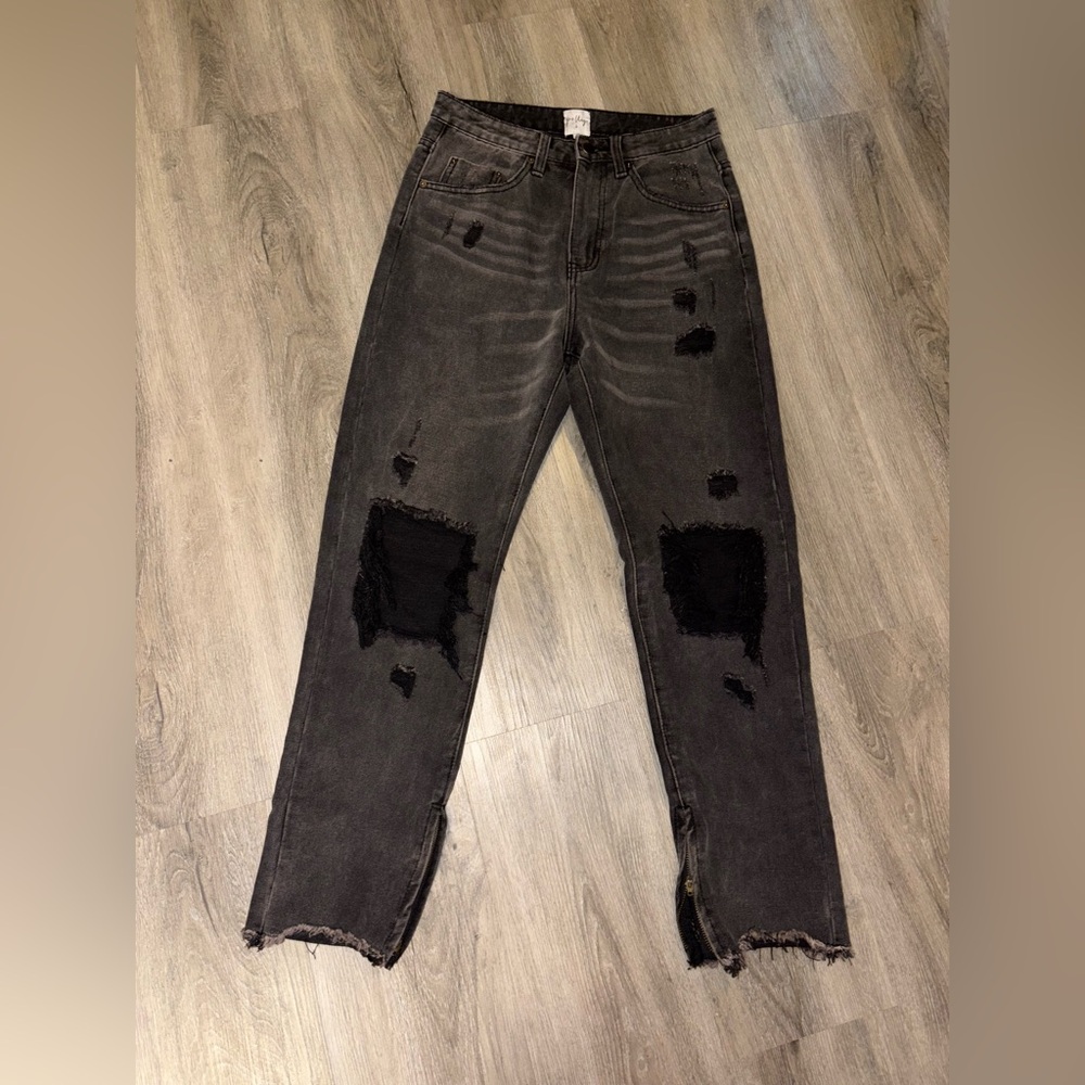 Oh Polly - Black Distressed Jeans
